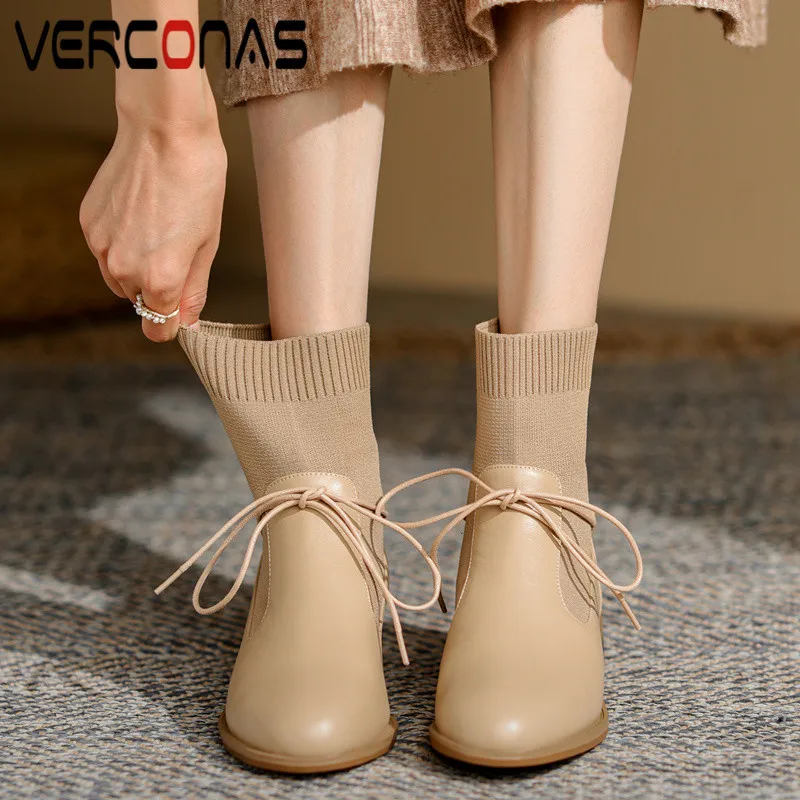 VERCONAS New Retro Woman Ankle Boots Autumn Winter Warm Cow Leather Basic Party Office Lace-Up Decoration Brand Shoes Woman
VERCONAS New Retro Woman Ankle Boots Autumn Winter Warm Cow Leather Basic Party Office Lace-Up Decoration Brand Shoes Woman