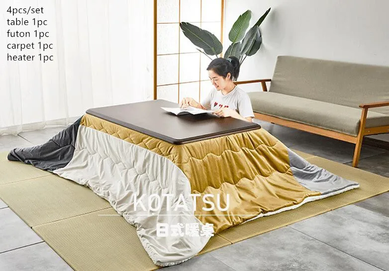 4 шт./компл. современные деревянные настольные набор Kotatsu 1 стол 2 футоны