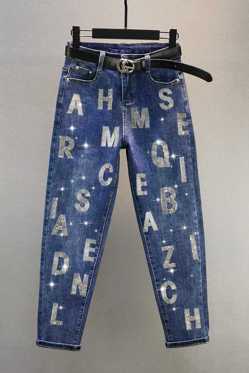 Embroidered Hot Drilling Jeans Women's 2020 Autumn New European High Waist Loose Cotton Stretch Harem Pants Student Jean Pants
Embroidered Hot Drilling Jeans Women's 2020 Autumn New European High Waist Loose Cotton Stretch Harem Pants Student Jean Pants