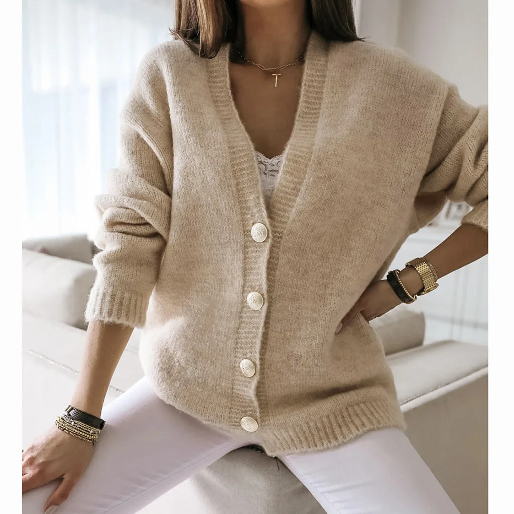 Fashion Solid Knitted Sweater Casual Autumn Winter Ladies Buttons Cardigan Blouse Tops Female Women Long Sleeve Blusas Jumpers
Fashion Solid Knitted Sweater Casual Autumn Winter Ladies Buttons Cardigan Blouse Tops Female Women Long Sleeve Blusas Jumpers