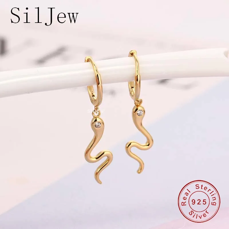 SILJEW 925 Sterling Silver Slim Snake Drop Earring Piercing Ohrringe Pendiente Women Luxury Loops Circle Fashion Jewelry Party
SILJEW 925 Sterling Silver Slim Snake Drop Earring Piercing Ohrringe Pendiente Women Luxury Loops Circle Fashion Jewelry Party