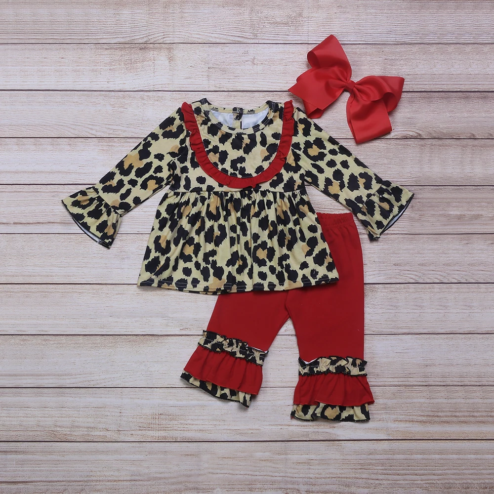 Autumn Girls Clothes Dark Yellow Long Sleeve Top And Red Trousers Black Leopard Print Pattern Girl Outfits
Autumn Girls Clothes Dark Yellow Long Sleeve Top And Red Trousers Black Leopard Print Pattern Girl Outfits