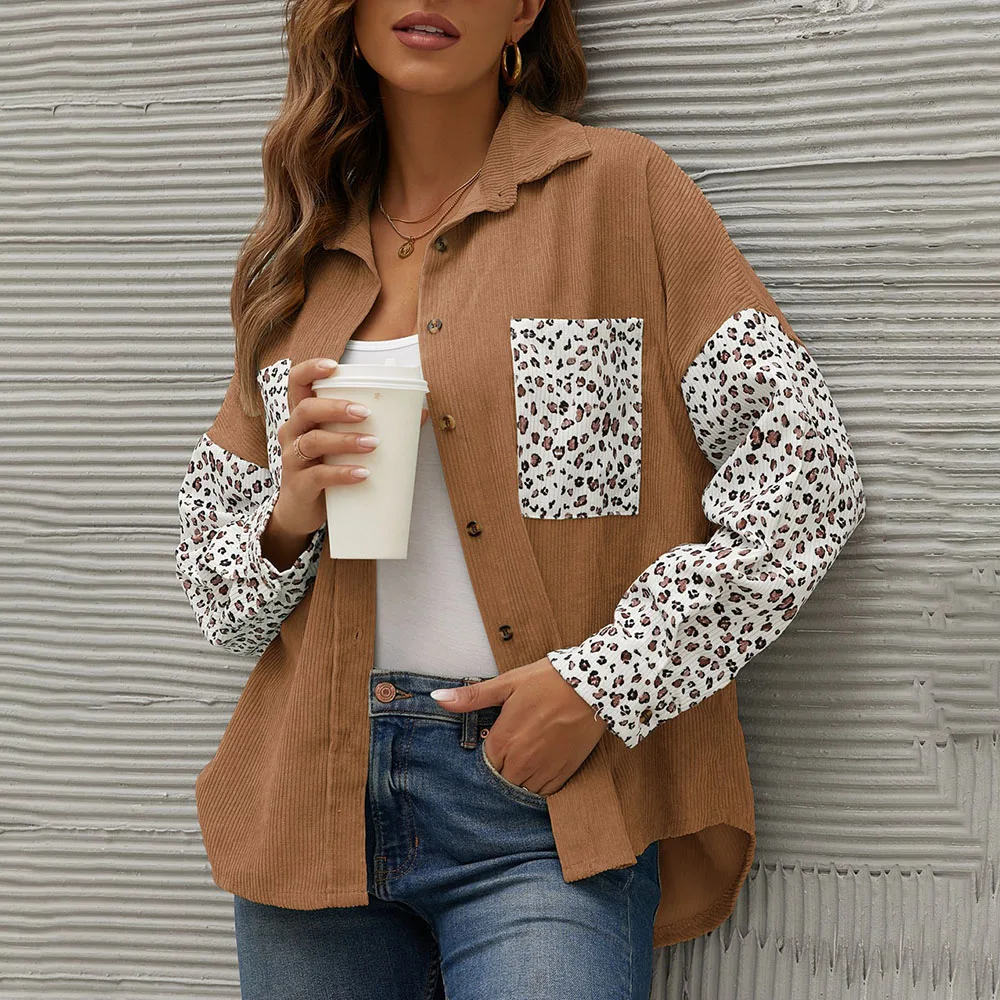 Women's New Winter Coat Jacket Casual Fashion Simple Commuter Style Long-sleeved Pocket Stitching Leopard Print Contrast Top
Women's New Winter Coat Jacket Casual Fashion Simple Commuter Style Long-sleeved Pocket Stitching Leopard Print Contrast Top