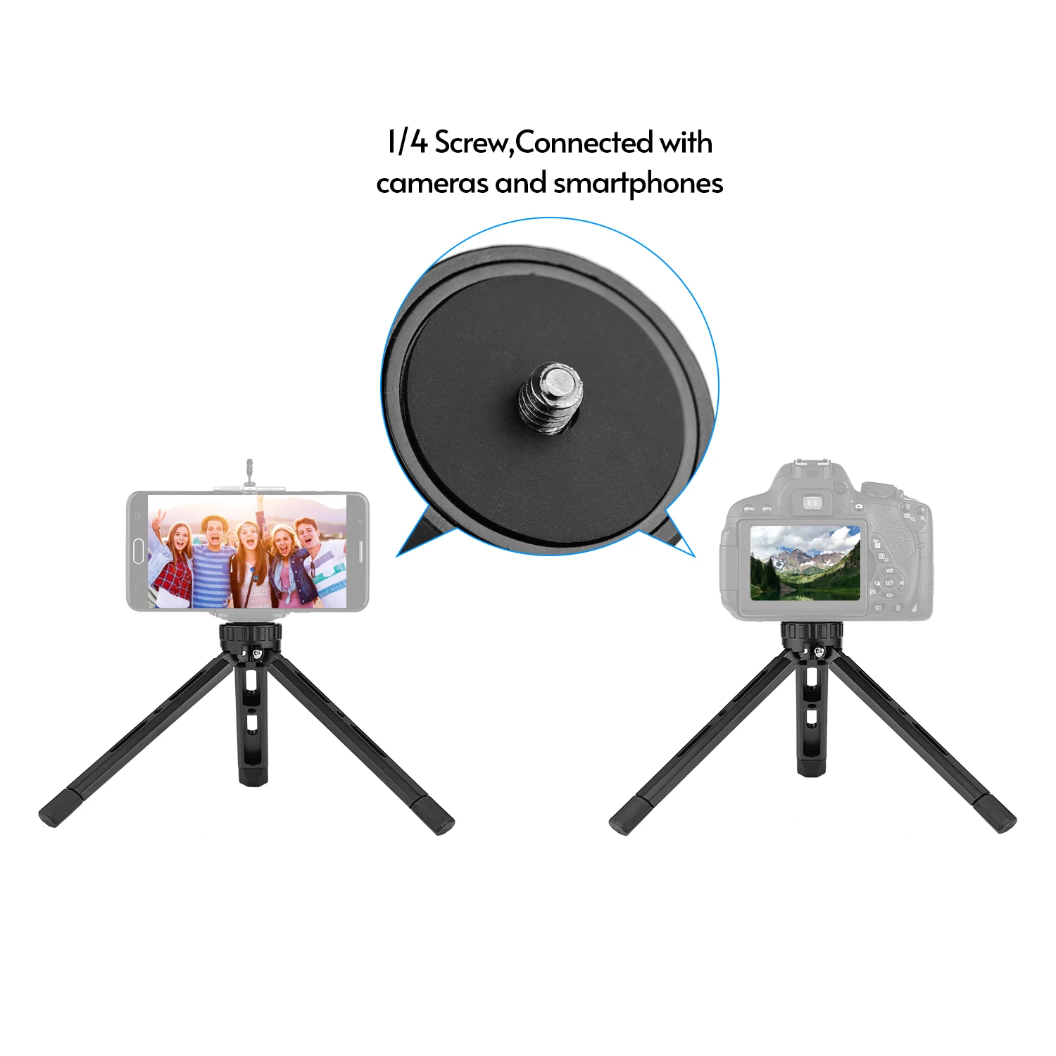 Tabletop Folding mini Tripod Aluminum Alloy With 1/4 Screw Mount for DSLR Camera Smartphone LED Light Stabilizer Max. Load 15KG
Tabletop Folding mini Tripod Aluminum Alloy With 1/4 Screw Mount for DSLR Camera Smartphone LED Light Stabilizer Max. Load 15KG