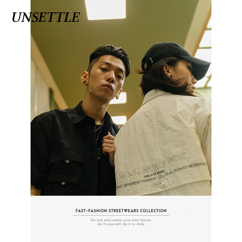 UNSETTLE 2020SS Harajuku Мужская/Женская японская летняя уличная рубашка в стиле хип хоп