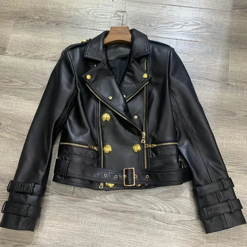 Genuine Leather Jacket 2021 New Arrival Women Coat Spring Short Clothes Decorative Buttons High Quality Real Sheepskin Coats
Genuine Leather Jacket 2021 New Arrival Women Coat Spring Short Clothes Decorative Buttons High Quality Real Sheepskin Coats