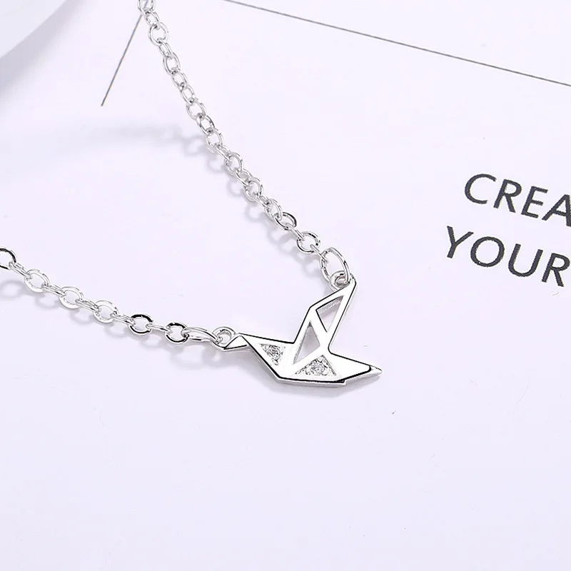 Fashion 925 Sterling Silver Necklace Paper Crane Necklaces For Women Korea Silver Jewelry 2021 New Arrival 
Fashion 925 Sterling Silver Necklace Paper Crane Necklaces For Women Korea Silver Jewelry 2021 New Arrival