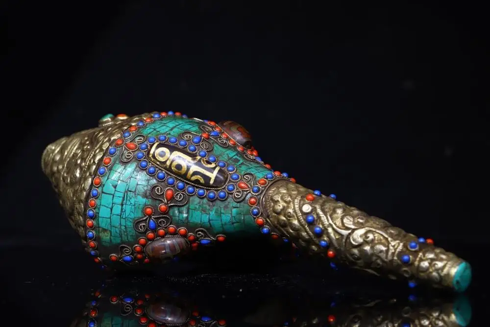 Home Decor 11" Tibet Buddhism Temple Old Natural conch mosaic Gem Dzi Bead Lao Faluo Buddhist instruments
Home Decor 11" Tibet Buddhism Temple Old Natural conch mosaic Gem Dzi Bead Lao Faluo Buddhist instruments