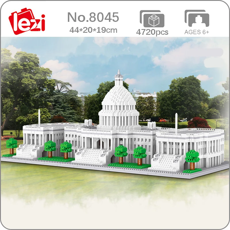 Lezi 8045 мировая архитектура США Капитолий Конгресс дерево 3D модель Сделай Сам мини