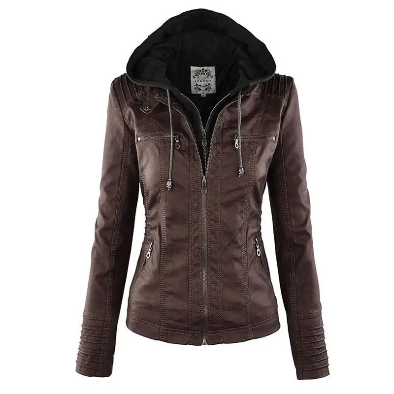Detachable hat jackets Moto Jacket women Zipper coat Turn Down Collor Ladies Outerwear faux leather PU female Jacket Coat S-7XL
Detachable hat jackets Moto Jacket women Zipper coat Turn Down Collor Ladies Outerwear faux leather PU female Jacket Coat S-7XL