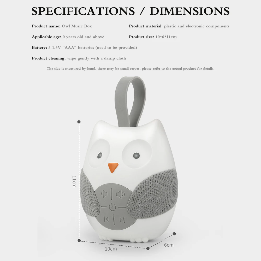 Portable Baby Soother Music Player Owl Shaped Hanging Stroller Sleeping Comfort Early Education Toy Safe Calm Sleep Sound Device
Portable Baby Soother Music Player Owl Shaped Hanging Stroller Sleeping Comfort Early Education Toy Safe Calm Sleep Sound Device