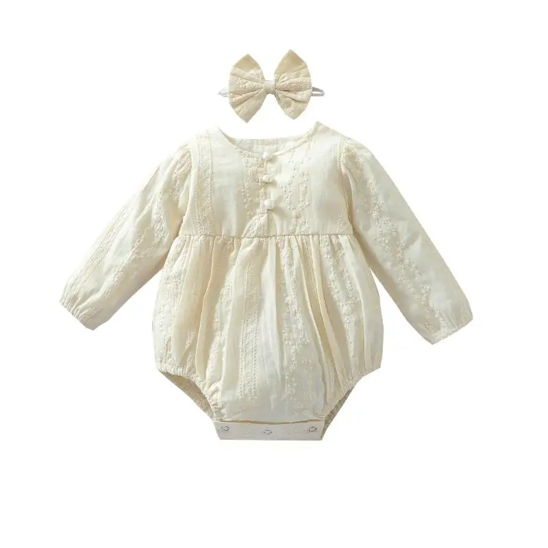Toddler Baby's Clothes Girl’s Casual Long Sleeve Kids Romper Fashion Solid Jacquard Jumpsuits And Headband Children's Clothing
Toddler Baby's Clothes Girl’s Casual Long Sleeve Kids Romper Fashion Solid Jacquard Jumpsuits And Headband Children's Clothing