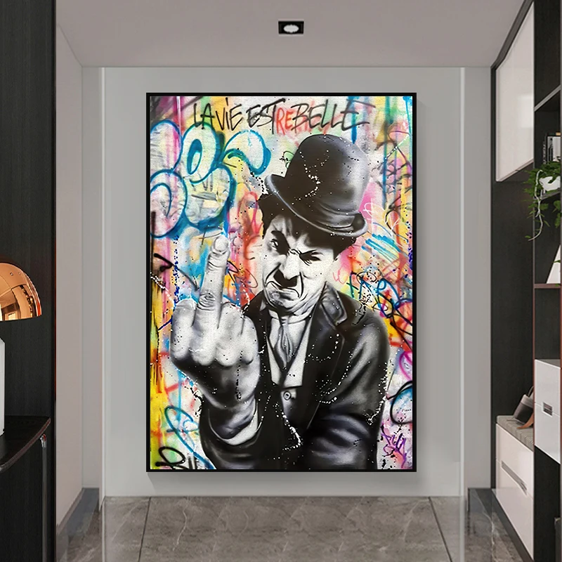 Modern Graffiti Art Angry Chaplin Canvas Posters and Prints on The Wall Paintings Movie Stars Wall Picture For Home Decoration
Modern Graffiti Art Angry Chaplin Canvas Posters and Prints on The Wall Paintings Movie Stars Wall Picture For Home Decoration