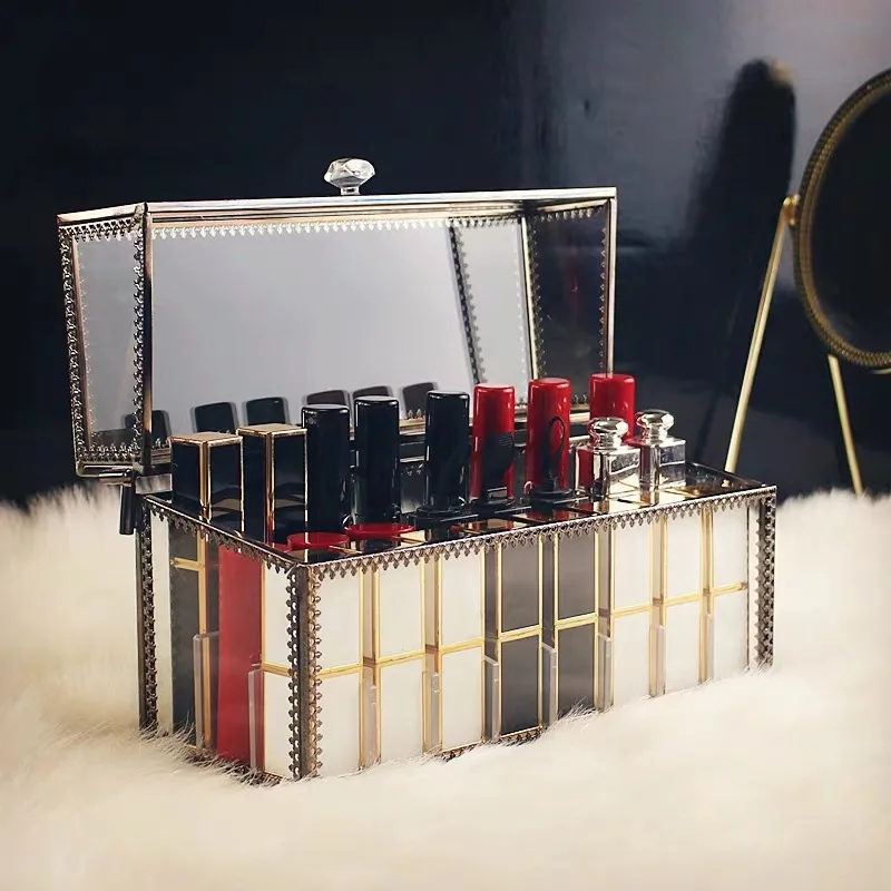 Retro Makeup Box Lipstick Cosmetic Organizer Metal Storage Box Shelf Home Desktop Decoration Makeup Organizer With Lid
Retro Makeup Box Lipstick Cosmetic Organizer Metal Storage Box Shelf Home Desktop Decoration Makeup Organizer With Lid