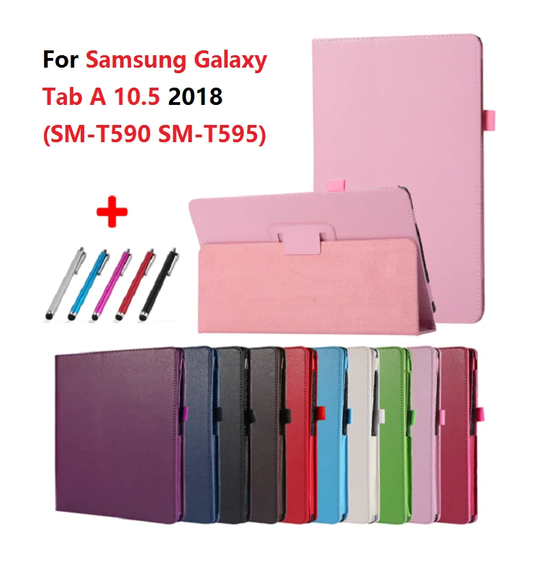 Тонкий однотонный чехол для Samsung Galaxy Tab A 10 5 дюйма 2018 планшета T590 + ручка|Чехлы