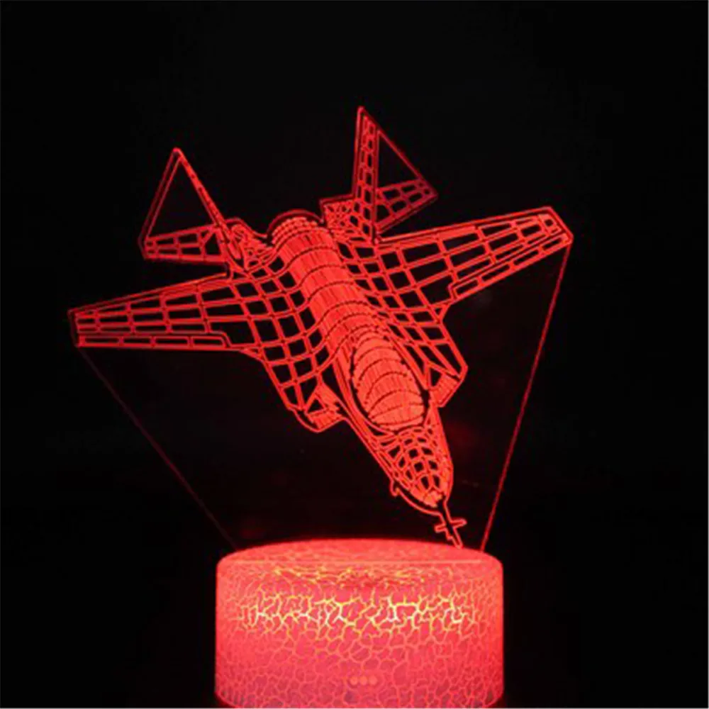 

3D Lamp Aircraft Helicopter Illusion Optical Night Light 16 Colors Touch LED Visual Bedside Lamp Table Lamp for Kids Boys