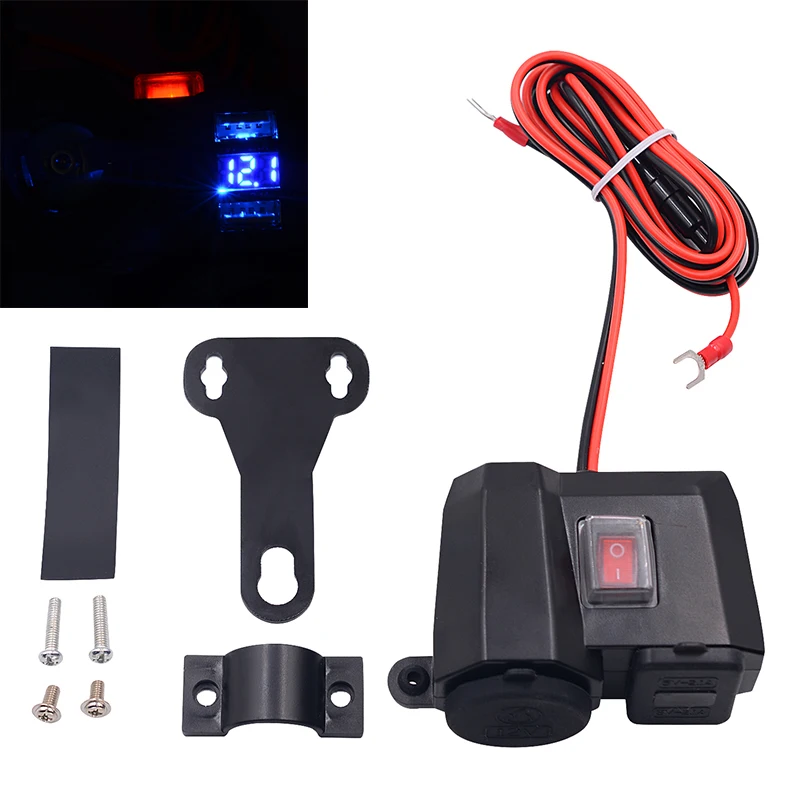 12V-24V Motorcycle Cigarette Lighter Socket Outlet Dual USB Charger LED Voltmeter+Switch Display Power Bank Cigarette Lighter
12V-24V Motorcycle Cigarette Lighter Socket Outlet Dual USB Charger LED Voltmeter+Switch Display Power Bank Cigarette Lighter
