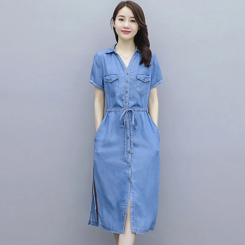 S-3XL Women Denim Dress Summer 2021 New Fashion Striped Split Lacing Sashes Thin Long Dress Girl's Dresses Female
S-3XL Women Denim Dress Summer 2021 New Fashion Striped Split Lacing Sashes Thin Long Dress Girl's Dresses Female