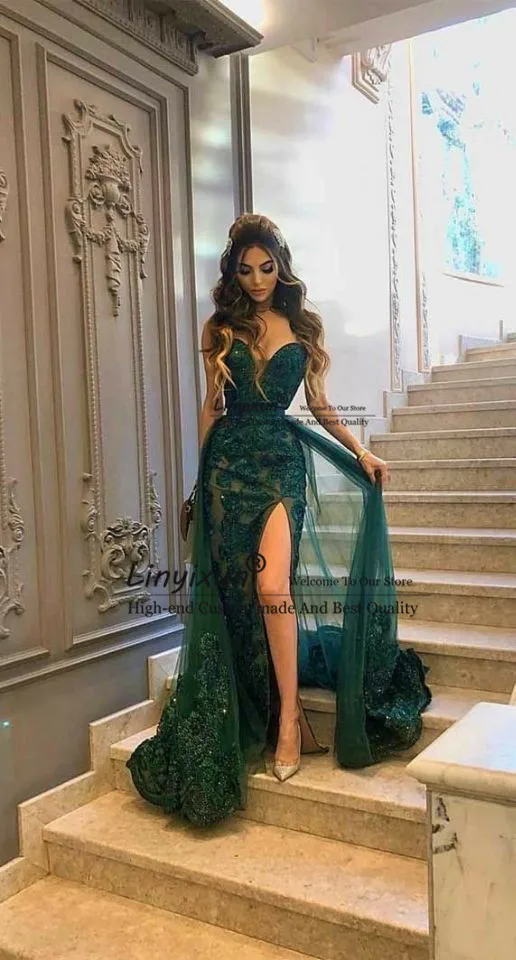 Sexy V-Neck Tulle Green Lace Prom Dresses with Pockets Long Abendkleider Sleeveless Court Train Formal Evening Party Gowns
Sexy V-Neck Tulle Green Lace Prom Dresses with Pockets Long Abendkleider Sleeveless Court Train Formal Evening Party Gowns
