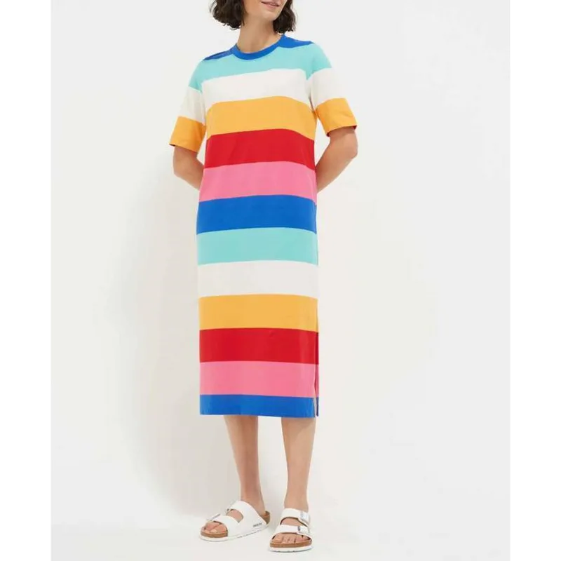 Striped Dresses For Women 2021 Summer New Fashion Rainbow O-neck Casual Midi Dress Loose Short Sleeve Homewear Women's Clothing
Striped Dresses For Women 2021 Summer New Fashion Rainbow O-neck Casual Midi Dress Loose Short Sleeve Homewear Women's Clothing