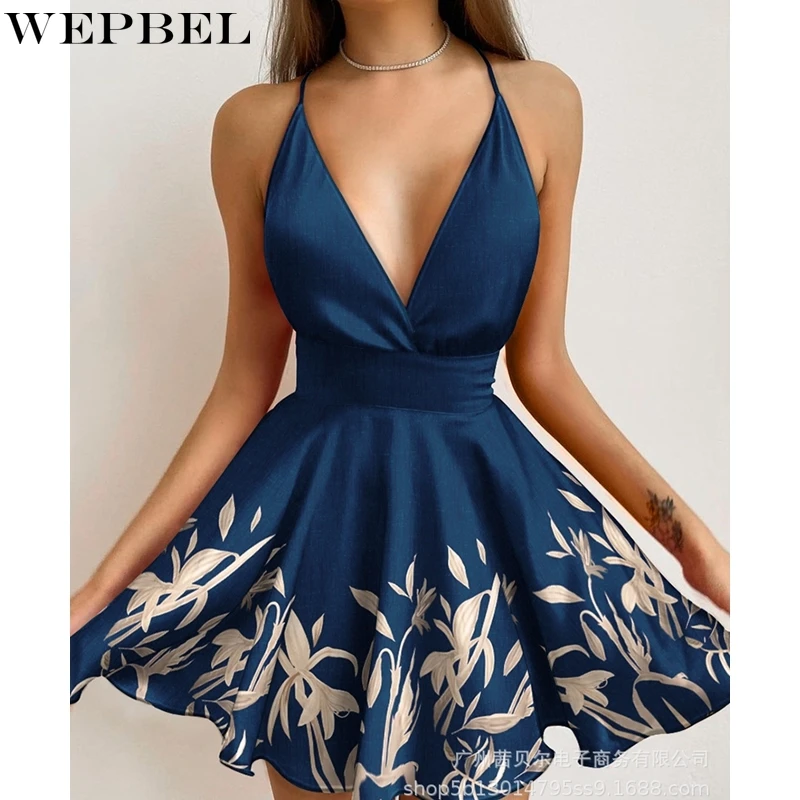 WEPBEL V-neck High Waist Dress Women's Sexy Printed Slim Dress Summer Fashion Backless Spaghetti Strap Dress
WEPBEL V-neck High Waist Dress Women's Sexy Printed Slim Dress Summer Fashion Backless Spaghetti Strap Dress