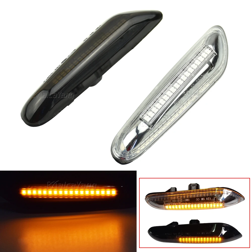 

1Pair Flowing Water Dynamic LED Turn Signal Side Marker Light For BMW E46 E60 E61 E90 E91 E81 E87 E82 E88 E83 E84 E92 E93 X3 X1