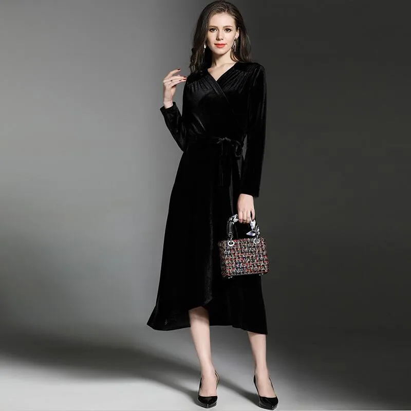 Vintage Elegant Party Dress Women Solid Velvet Long Sleeves Dress Autumn Winter Women Dresses Vestidos -
Vintage Elegant Party Dress Women Solid Velvet Long Sleeves Dress Autumn Winter Women Dresses Vestidos -