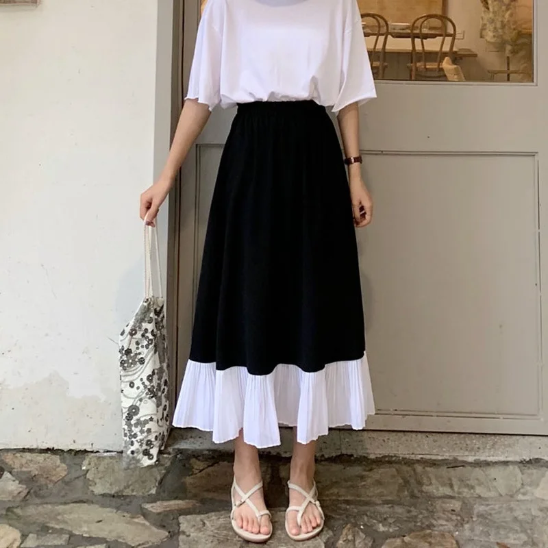Black Spring Autumn Long Skirts Womens Pleated Casual Korean Style Female Clothing A-line Skirt Faldas Mujer Moda 2021 New
Black Spring Autumn Long Skirts Womens Pleated Casual Korean Style Female Clothing A-line Skirt Faldas Mujer Moda 2021 New