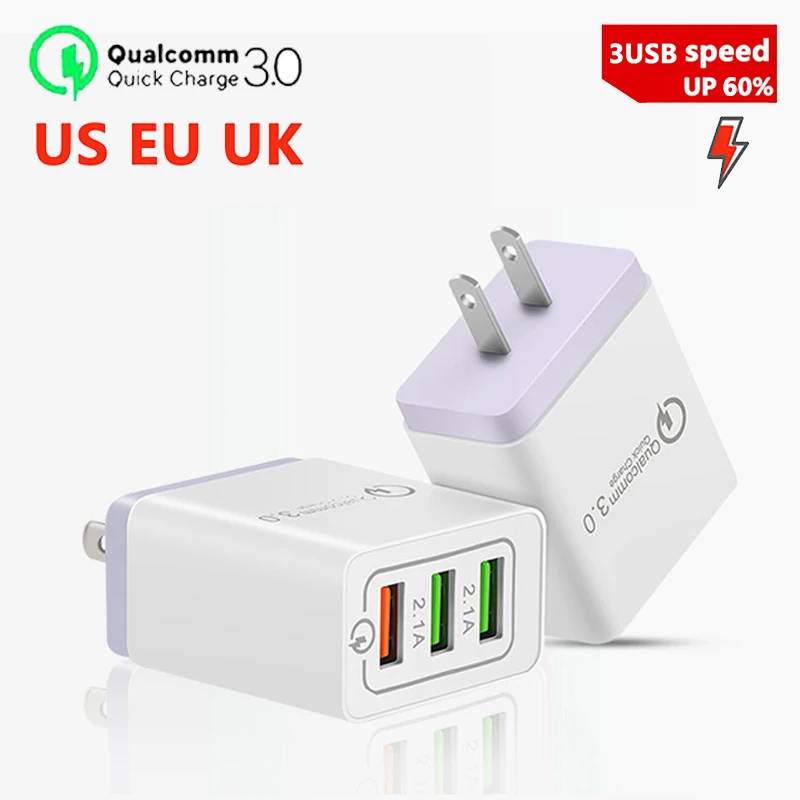 US/EU/UK 3 specifications, 3-port multi-USBQC 3.0 high-quality travel fast charger for iphone and android phones
US/EU/UK 3 specifications, 3-port multi-USBQC 3.0 high-quality travel fast charger for iphone and android phones