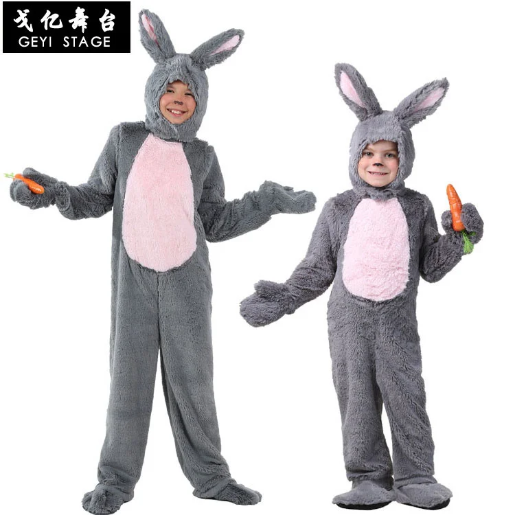 

Deluxe For Kids Bodysuits Animal Winter Warm Rabbit Clothing Child Grey Bunny Costume Cosplay Halloween Theme birthday Cute hot