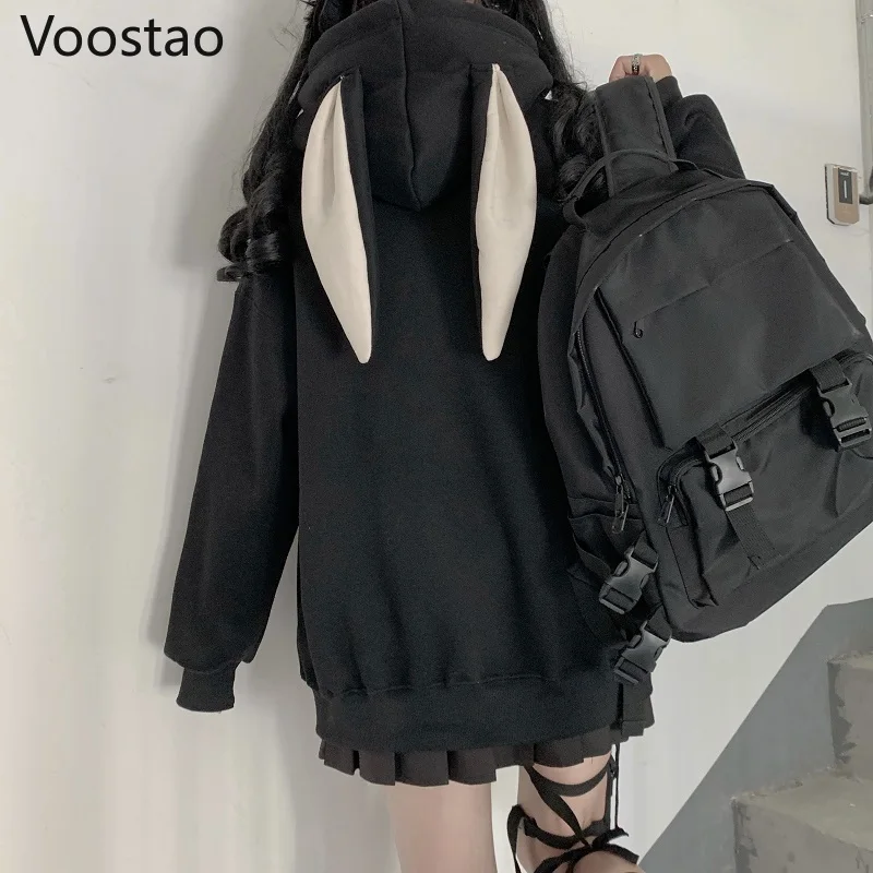 Autumn Winter Japanese Sweet Women Loose Rabbit Ear Thickened Hooded Hoodies Girly Cute Pocket Bear Pullover Coats Warm Outwear
Autumn Winter Japanese Sweet Women Loose Rabbit Ear Thickened Hooded Hoodies Girly Cute Pocket Bear Pullover Coats Warm Outwear