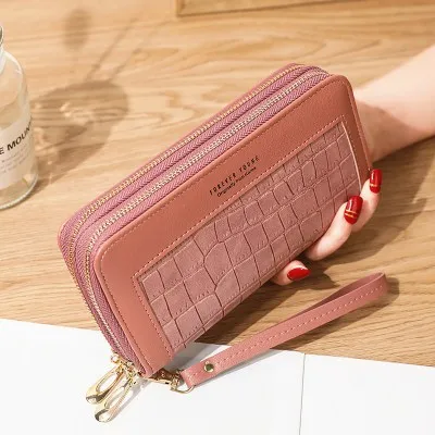 Fashion Double Zipper Lady Mobile Phone Wallet Korean Version Standard Women long PU Clutch Stone Pattern Wristband Card Holder
Fashion Double Zipper Lady Mobile Phone Wallet Korean Version Standard Women long PU Clutch Stone Pattern Wristband Card Holder