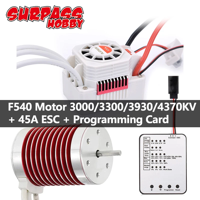 

F540 Brushless Motor 45A ESC Programming Card F540 4370/3930/3300/3000KV Platinum Waterproof Series for 1/10 1/12 RC Car