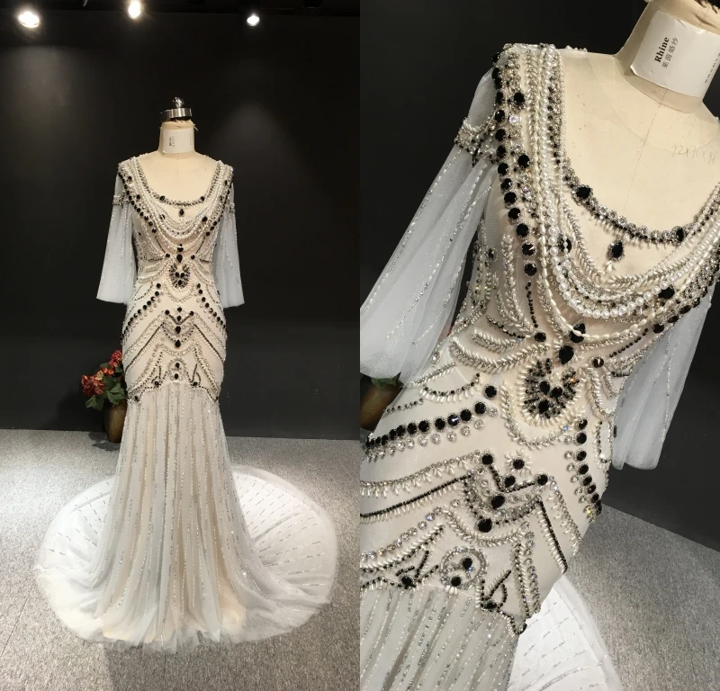 Marchesa 2021 Real Sample Luxurious Three Quarter Sleeves Heavy Beads Mermaid Formal Party Prom Women Bridal Evening Dresses 
Marchesa 2021 Real Sample Luxurious Three Quarter Sleeves Heavy Beads Mermaid Formal Party Prom Women Bridal Evening Dresses