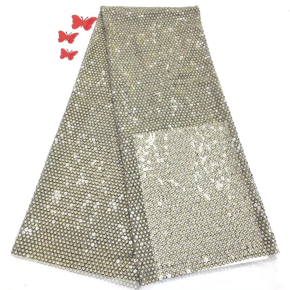 Fashion French Mesh Lace Fabric Nigerian Lace Fabric 2019 High Quality Lace Sequin Lace Fabric For Women Party Dresses