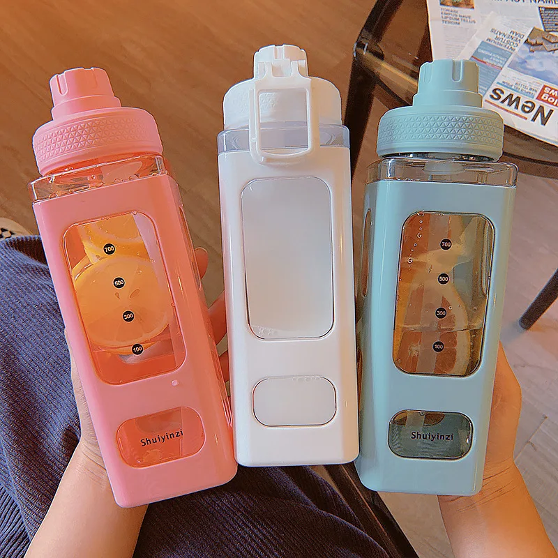 700/900ml Large Capacity Plastic Fitness Jugs With Straw Portable Square Space Water Bottle Juice Milk Tea Creative Drinking Cup
700/900ml Large Capacity Plastic Fitness Jugs With Straw Portable Square Space Water Bottle Juice Milk Tea Creative Drinking Cup