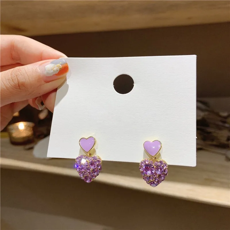 Trendy Purple Earrings Shiny Crystal Geometric Women Earrings Contracted Sweet Lovely Heart Drop Earrings Christmas Gift
Trendy Purple Earrings Shiny Crystal Geometric Women Earrings Contracted Sweet Lovely Heart Drop Earrings Christmas Gift