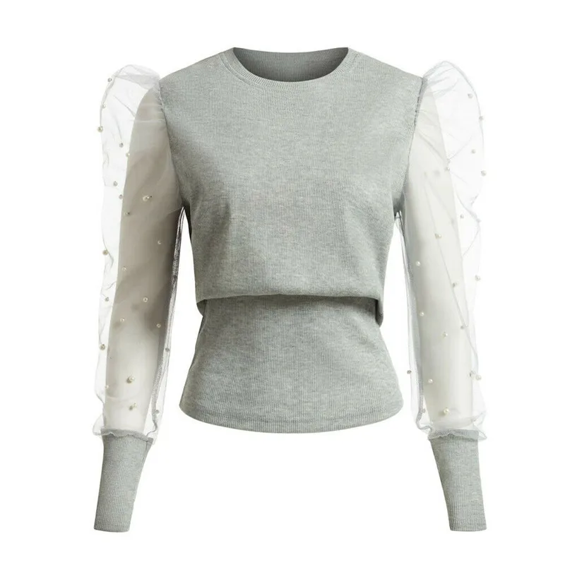OL Women Mesh Sheer Puff Sleeve Pearls Shirt Blouse Outwear Long Sleeve See Through Shirt Sexy Blouse Slim Clubwear Tops 2020
OL Women Mesh Sheer Puff Sleeve Pearls Shirt Blouse Outwear Long Sleeve See Through Shirt Sexy Blouse Slim Clubwear Tops 2020