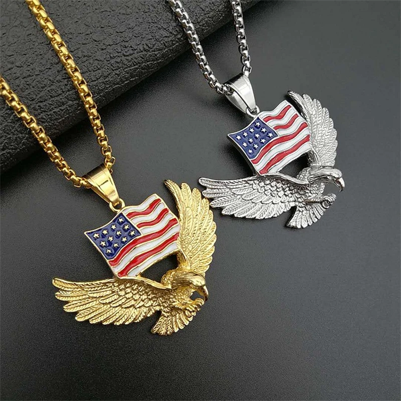 Luxury Designs American Flag Eagle Pendants Fashion Gold Color Stainless Steel Men Necklace For Women Wholesale Jewelry No Chain
Luxury Designs American Flag Eagle Pendants Fashion Gold Color Stainless Steel Men Necklace For Women Wholesale Jewelry No Chain