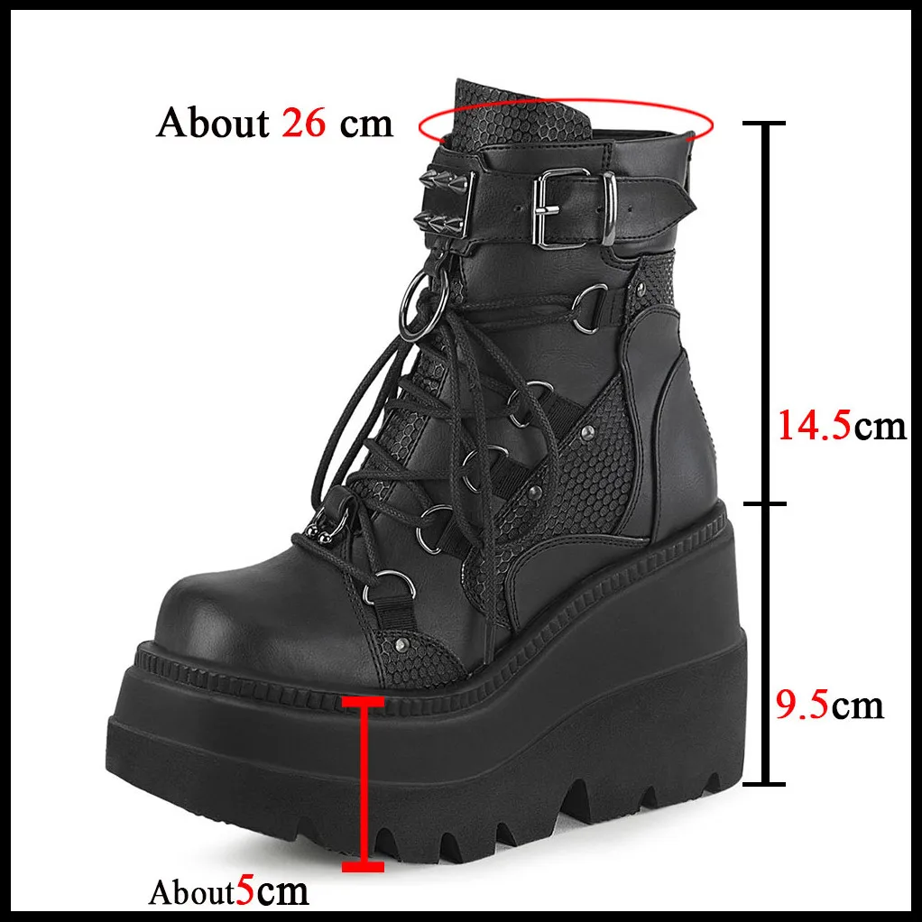 Gilrs Lace Up Buckle Strap Metal Design Platform Wedges Boots Women Sugar Pink Goth Shoes Woman 2021 New Arrivals Sweet Fashion | Обувь