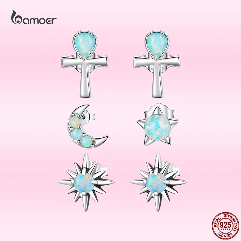Bamoer Lucky Opal Star Earrings for Women Genuine 925 Sterling Silver Moon Ear Studs Fine All-match Party Birthday Jewelry Gifts
Bamoer Lucky Opal Star Earrings for Women Genuine 925 Sterling Silver Moon Ear Studs Fine All-match Party Birthday Jewelry Gifts