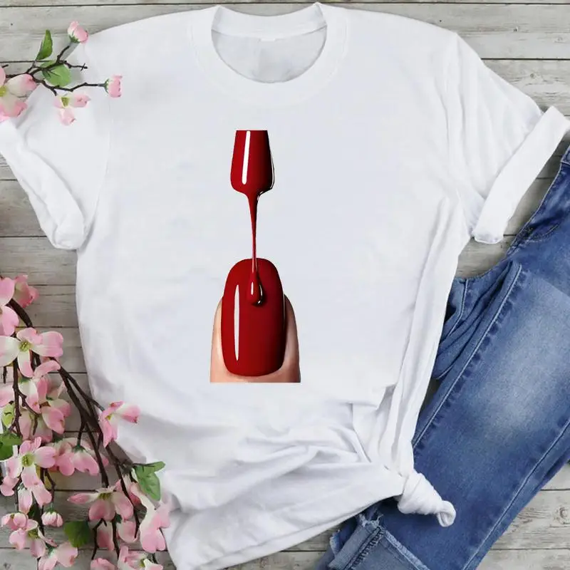 Women Sweet 90s Nail Art Cute Ladies Cartoon Fashion Summer Lovely Clothes Print Short Sleeve Tops Tees Tshirt T-Shirt
Women Sweet 90s Nail Art Cute Ladies Cartoon Fashion Summer Lovely Clothes Print Short Sleeve Tops Tees Tshirt T-Shirt