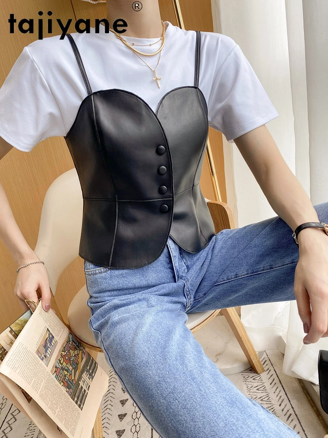 Tajiyane Tank Top Women Real Sheepskin Sleeveless Jackets for Womens Genuine Leather Vests Woman Cloth Chaleco Mujer TN2886
Tajiyane Tank Top Women Real Sheepskin Sleeveless Jackets for Womens Genuine Leather Vests Woman Cloth Chaleco Mujer TN2886