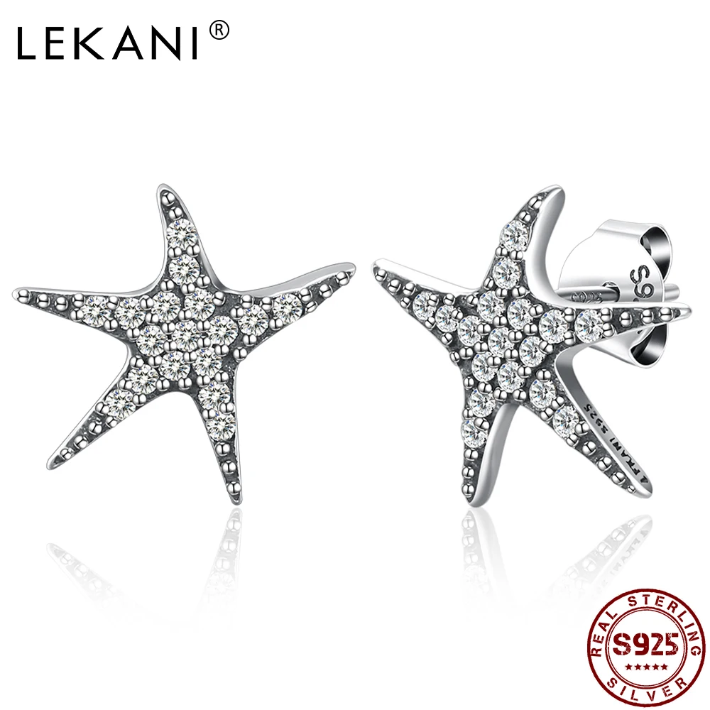 LEKANI 925 Sterling Silver Cute Sea Star Earrings For Women Trendy Full Cubic Zirconia Stud Earring Unique Design Fine Jewelry
LEKANI 925 Sterling Silver Cute Sea Star Earrings For Women Trendy Full Cubic Zirconia Stud Earring Unique Design Fine Jewelry