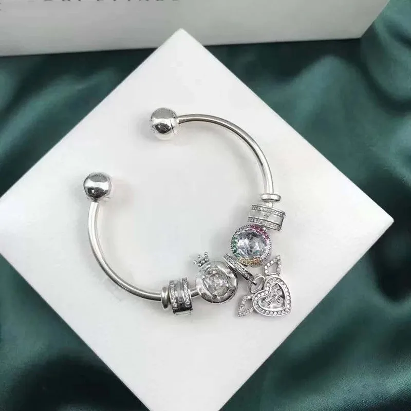 Original 925 Sterling Silver Crown Beads And Heart Pendant With Open Set Pan Bracelet For Women Wedding Gift Fashion Jewelry
Original 925 Sterling Silver Crown Beads And Heart Pendant With Open Set Pan Bracelet For Women Wedding Gift Fashion Jewelry