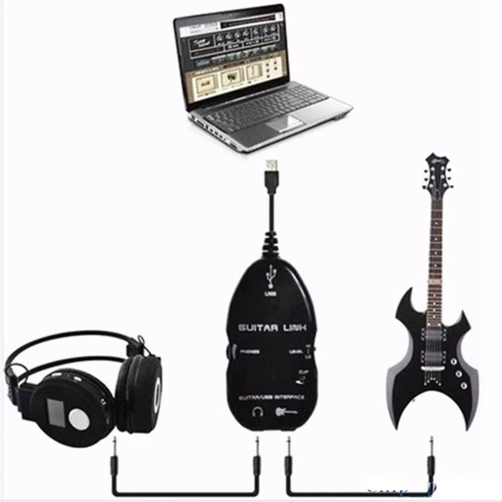 

Wholesale Hot Guitar Cable Audio USB Link Interface Adapter For MAC/PC Music Recording Accessories For Guitarra Players Gift