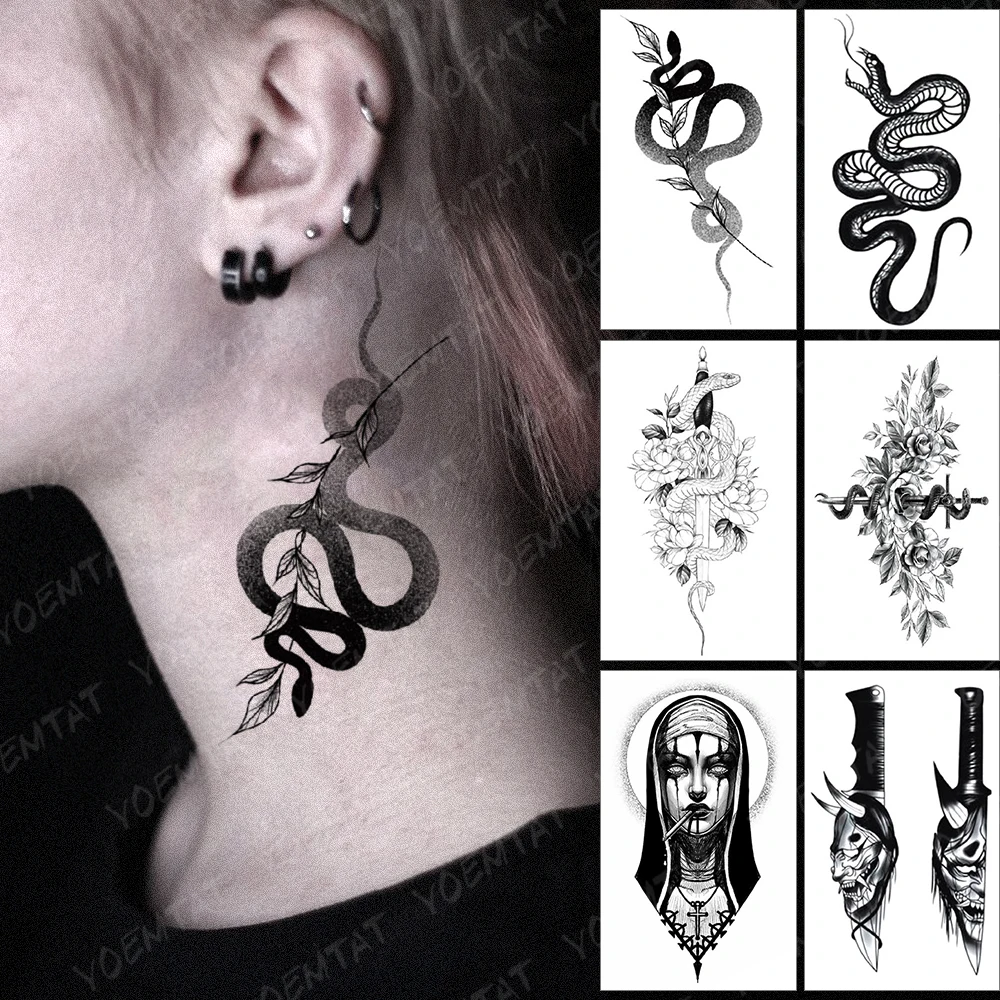Waterproof Temporary Tattoo Sticker Dark Old School Flash Tatoo Snake Plant Leaves Arm Wrist Fake Tatto For Body Art Women Men
Waterproof Temporary Tattoo Sticker Dark Old School Flash Tatoo Snake Plant Leaves Arm Wrist Fake Tatto For Body Art Women Men