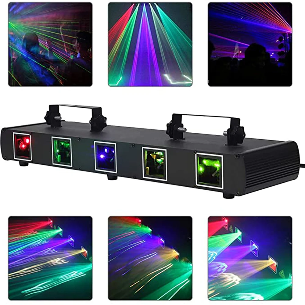 5 Lens Laser Light Sound Activate Disco Party Effects Lights red, yellow, bluegreen and cyan Full Color Stage Laser 
5 Lens Laser Light Sound Activate Disco Party Effects Lights red, yellow, bluegreen and cyan Full Color Stage Laser