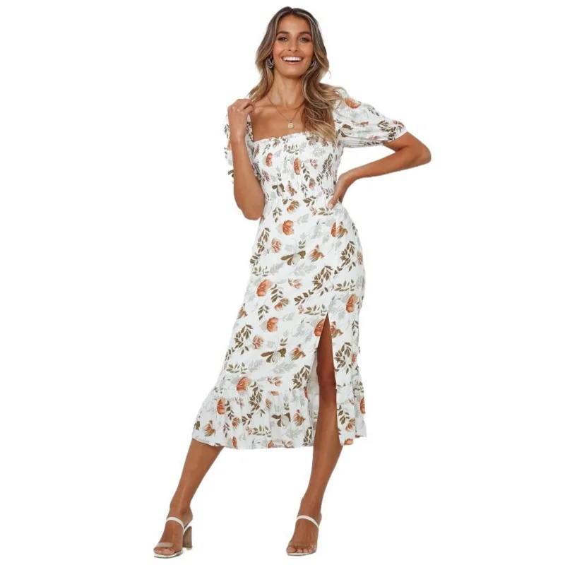 Summer Women's Dress Temperament Printing Bohemian Casual Split Elegant Short-sleeved Dress Elegant Ropa Mujer En*
Summer Women's Dress Temperament Printing Bohemian Casual Split Elegant Short-sleeved Dress Elegant Ropa Mujer En*