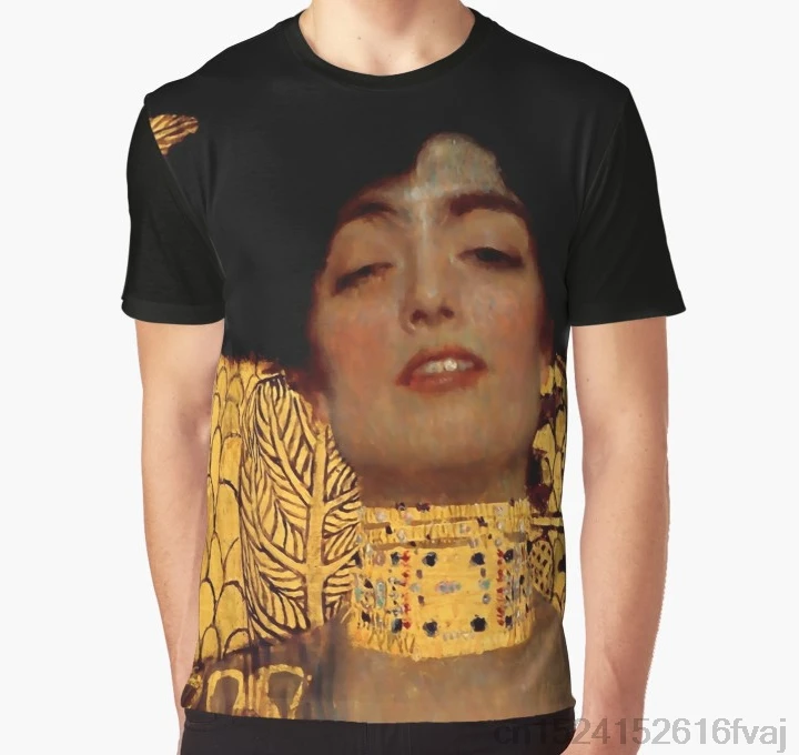 Женская футболка с принтом Мужская забавная Gustav Klimt Judith I 1901 графическая